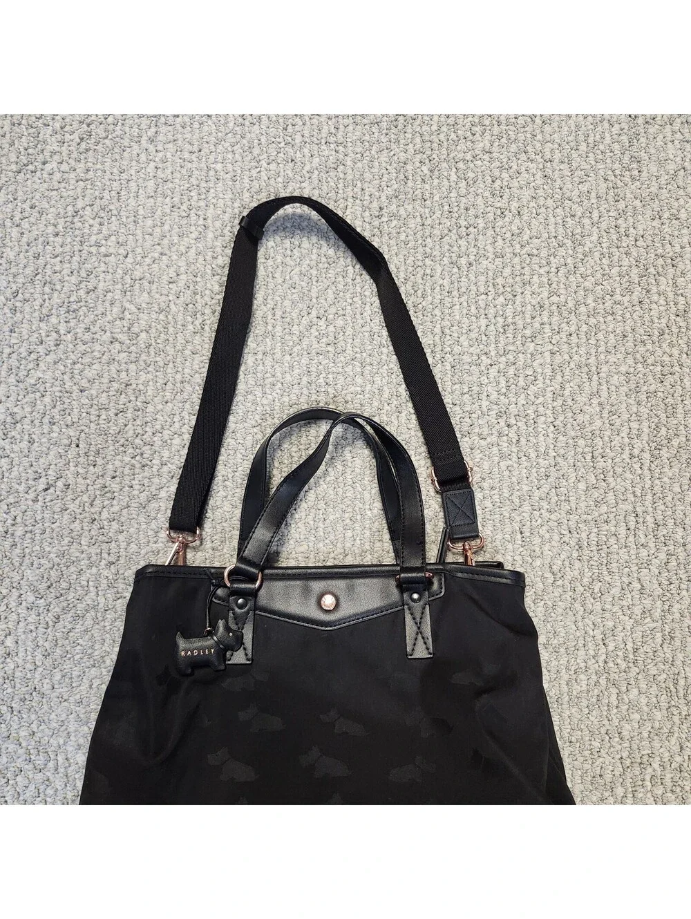 Radley London Black Tote Shoulder Bag with Dog Charm